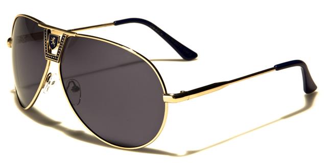 Khan Vintage Oversized Shield Pilot Sunglasses for Men Gold Blue Smoke Lens Khan kn3977e