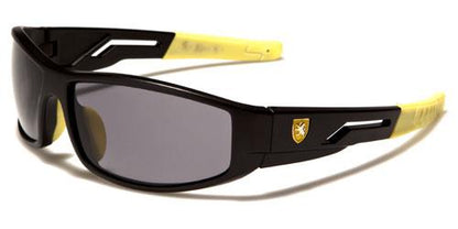 Boy's Girl's Sport Wrap Around Khan Sunglasses Khan kn44kdb Black Yellow Smoke Lens