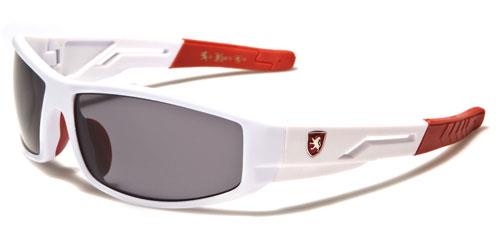 Boy's Girl's Sport Wrap Around Khan Sunglasses White Red Smoke Lens Khan kn44kdc