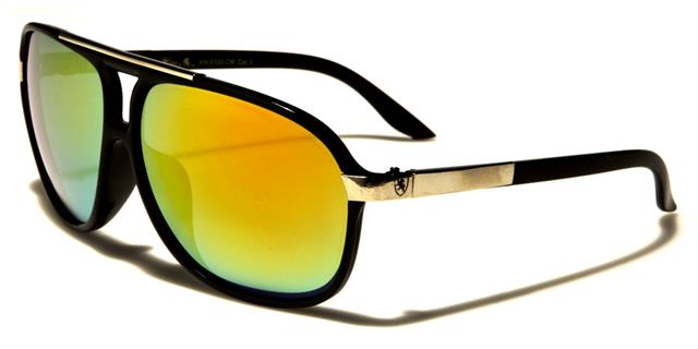 Khan Mirrored Pilot Sunglasses Retro Flat Top for Men Khan kn5133-cma Black silver Orange Mirror Lens