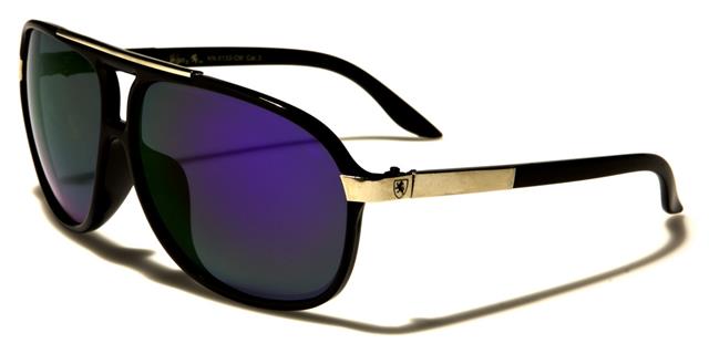 Khan Mirrored Pilot Sunglasses Retro Flat Top for Men Black Silver Purple Mirror Lens Khan kn5133-cme