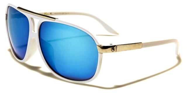 Khan Mirrored Pilot Sunglasses Retro Flat Top for Men Khan kn5133-cmf White Silver Blue Mirror Lens