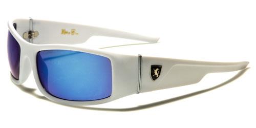 Khan Sport Wrap Around Mirror Sunglasses for Men Khan kn5151cmf White Blue Mirror Lens