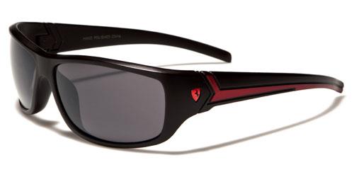 Large Sports Mirror wrap around sunglasses for men Matt Black Red Smoke Lens Khan kn5161b