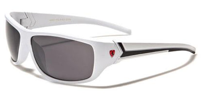 Large Sports Mirror wrap around sunglasses for men White Black Smoke Lens Khan kn5161e