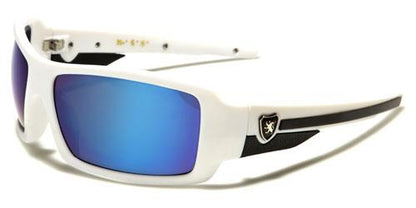 Khan Sport Wrap Around Mirror Sunglasses for Men WHITE BLACK MIRROR LENS Khan kn5187cmf