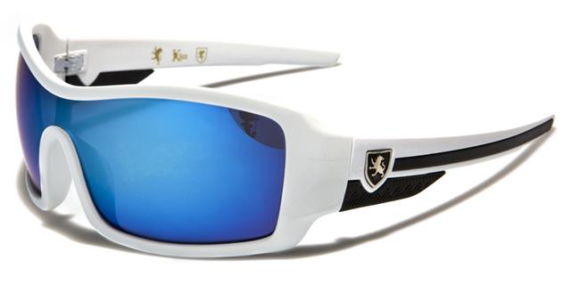 Khan Sport Wrap Around Fashion Sunglasses for Men WHITE BLUE MIRROR LENSES Khan kn5225cmf_1