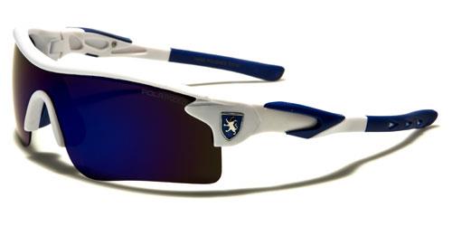 Polarized Sports Wrap Around Sunglasses Unisex White Blue Mirror Lens Khan kn5270pol-cme