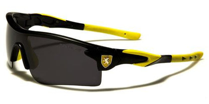 Polarized Sports Wrap Around Sunglasses Unisex Black Yellow Smoke Lens Khan kn5270pol-sdc