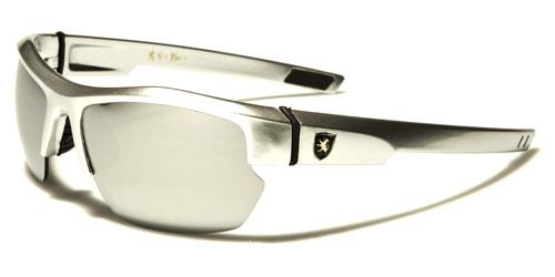 Khan Hiking Sport Wrap Around Sunglasses for Men Silver Silver Logo Silver Mirror Lens Khan kn5297c