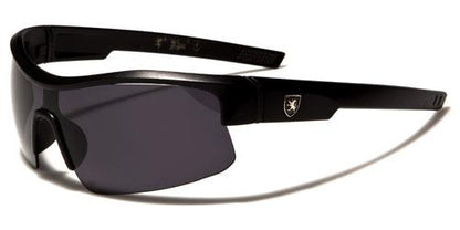 Khan Mirrored Sports Semi-Rimless Wrap around Sunglasses Unisex Matt Black Smoke Lens Khan kn5305b