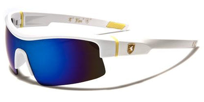 Khan Mirrored Sports Semi-Rimless Wrap around Sunglasses Unisex white Yellow Mirror Lens Khan kn5305h