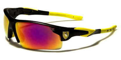 Khan Sport Wrap Around Sunglasses for Men Black Yellow Orange & Red Mirror Lens Khan kn5346cme