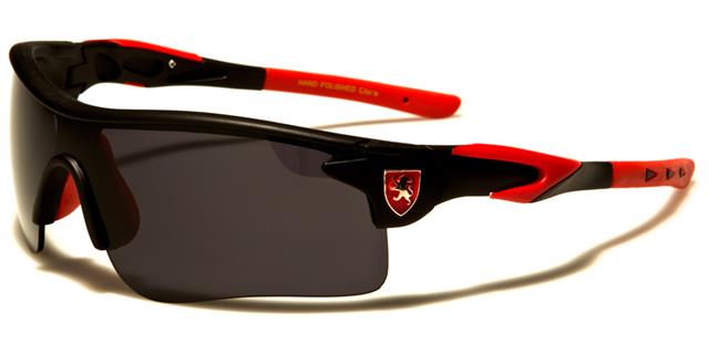 Khan Running Cycling Mirrored Sports Wrap around Sunglasses Unisex Khan kn5408-sdc Black Red Smoke Lens