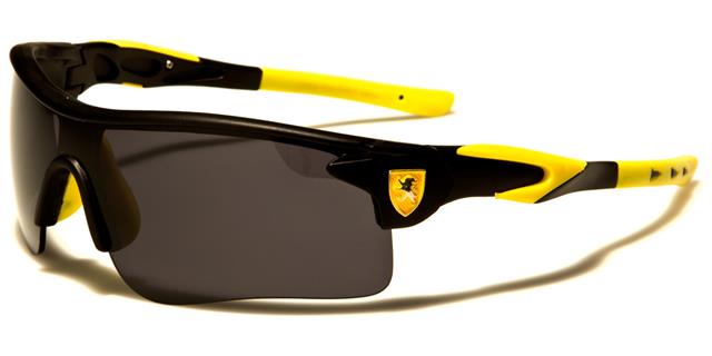 Khan Running Cycling Mirrored Sports Wrap around Sunglasses Unisex Khan kn5408-sdd Black Yellow Smoke Lens