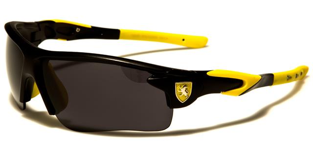 Khan Sports Wrap Around Sunglasses with dark Lens For Men Khan kn5409-sdd Black Yellow Smoke Lens