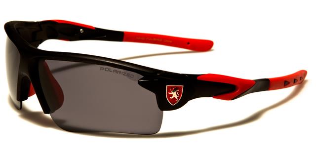 Khan Sports Wrap Around Sunglasses with dark Lens For Men Black Red Smoke Lens Khan kn5409pol-sdc