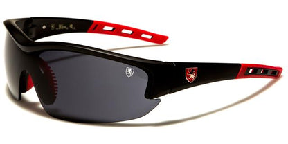 Designer Khan Sports Wrap Around Sunglasses Unisex Matte Black Red Smoke Lens Khan kn7000c