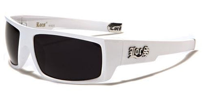 Locs Black White Oversized wrap around Gangsta Hip Hop Sunglasses for Men WHITE SMOKE LENSES Locs Shades lc144whta