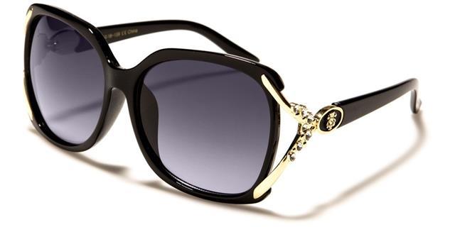 Womens Ladies Oversized Kleo Designer Butterfly Diamante Sunglasses Black Gold Smoke Lens Kleo lh-p4017a