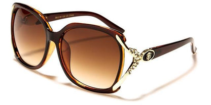 Womens Ladies Oversized Kleo Designer Butterfly Diamante Sunglasses Brown Gold Brown Gradient Lens Kleo lh-p4017d