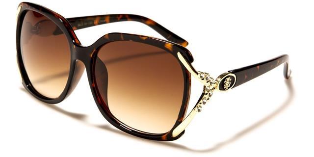 Womens Ladies Oversized Kleo Designer Butterfly Diamante Sunglasses Kleo lh-p4017e LeopardbBrown Gold Brown Gradient Lens