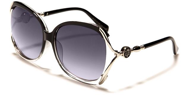 Kleo Large Hybrid Butterfly Sunglasses for Women Black Clear Silver Smoke Lens Kleo lh-p4018b