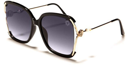 Designer Kleo Women's Hybird Large Butterfly Ladies Sunglasses UV400 Black Gold Smoke Gradient Lens Kleo lh-p4022a