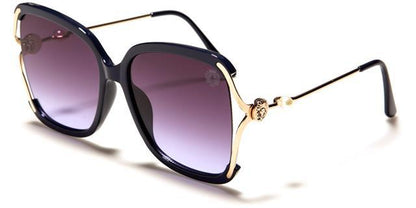 Designer Kleo Women's Hybird Large Butterfly Ladies Sunglasses UV400 Navy Gold Purple Gradient Lens Kleo lh-p4022b