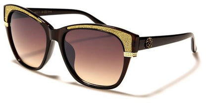 Women's Kleo Glitter Browline Cat Eye Sunglasses Brown & Gold Brown Gradient Lens Kleo lh-p4029f
