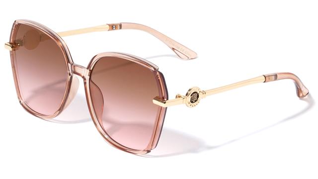 Large Oversized Butterfly Sunglasses Beige Tint Gold Brown Pink Gradient Lens Kleo lh-p4033-lion-head-plastic-butterfly-sunglasses-02