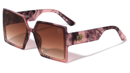 Women's Marble Look Oversized Kleo Butterfly Shield Sunglasses UV400 Pink Marble Warm Gradient Kleo lh-p4036-lion-head-plastic-square-butterfly-sunglasses-02