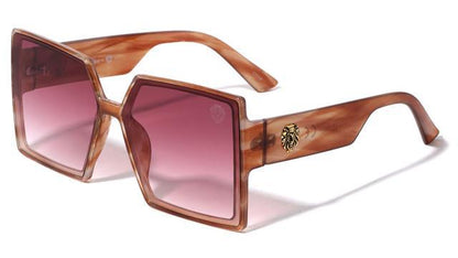 Women's Marble Look Oversized Kleo Butterfly Shield Sunglasses UV400 Brown Marble Warm Gradient Kleo lh-p4036-lion-head-plastic-square-butterfly-sunglasses-04