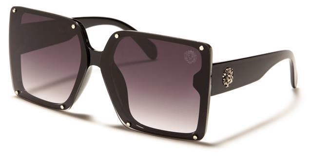 Kleo Women's Oversized Square Butterfly Shield Sunglasses UV400 Black Black Lens Kleo lh-p4038a