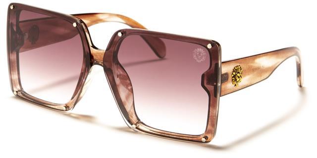 Kleo Women's Oversized Square Butterfly Shield Sunglasses UV400 Brown & Clear Gradient Lens Kleo lh-p4038c