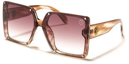 Kleo Women's Oversized Square Butterfly Shield Sunglasses UV400 Brown & Clear Gradient Lens Kleo lh-p4038c
