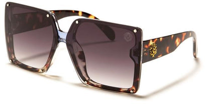 Kleo Women's Oversized Square Butterfly Shield Sunglasses UV400 Brown & Blue Smoke Gradient Kleo lh-p4038d