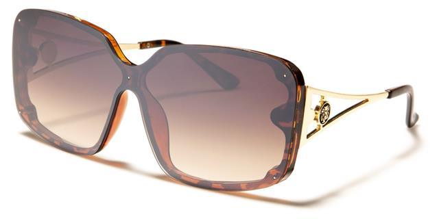 Stunning Oversized women's Shield Kleo Sunglasses UV400 Brown Gold Brown Gradient Kleo lh-p4041e