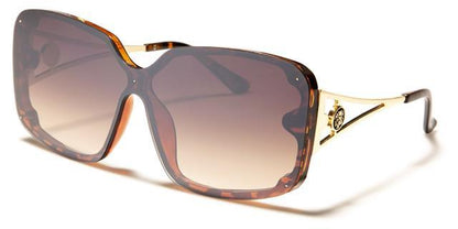 Stunning Oversized women's Shield Kleo Sunglasses UV400 Brown Gold Brown Gradient Kleo lh-p4041e