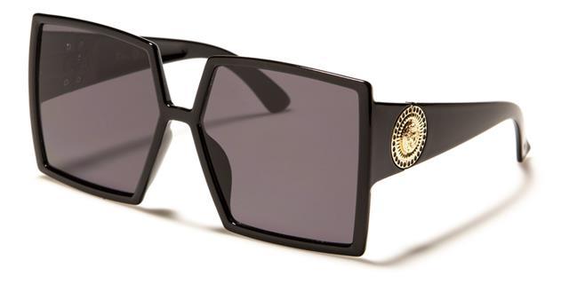 Kleo Women's Oversized Square Butterfly Shield Sunglasses UV400 Black Black Lens Kleo lh-p4050a