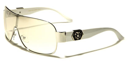 Women's Shield Wrap Around Sunglasses WHITE & CLEAR LENSES Kleo lh1323c