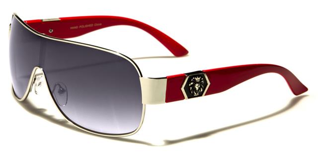 Women's Shield Wrap Around Sunglasses RED & SMOKE LENSES Kleo lh1323d