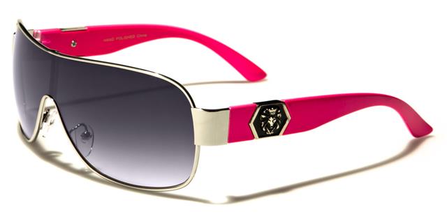 Women's Shield Wrap Around Sunglasses HOT PINK & SMOKE LENSES Kleo lh1323e