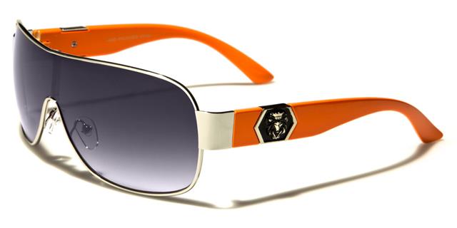 Women's Shield Wrap Around Sunglasses ORANGE & SMOKE LENSES Kleo lh1323g