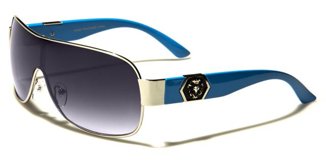 Women's Shield Wrap Around Sunglasses BLUE & SMOKE LENSES Kleo lh1323h