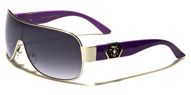 Women's Shield Wrap Around Sunglasses PURPLE & SMOKE LENSES Kleo lh1323i