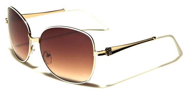 Kleo Oversized Metal Butterfly Sunglasses Gold White Brown Lens Kleo lh1380f