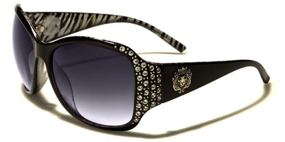 Oversized Retro Diamante Kleo Sunglasses for Women Black Zebra Print Smoke Lens Kleo lh3093rha