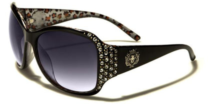 Oversized Retro Diamante Kleo Sunglasses for Women Black Leopard Purple Smoke Lens Kleo lh3093rhb