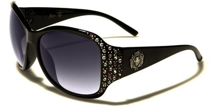 Oversized Retro Diamante Kleo Sunglasses for Women Black Black Purple Smoke Lens Kleo lh3093rhc